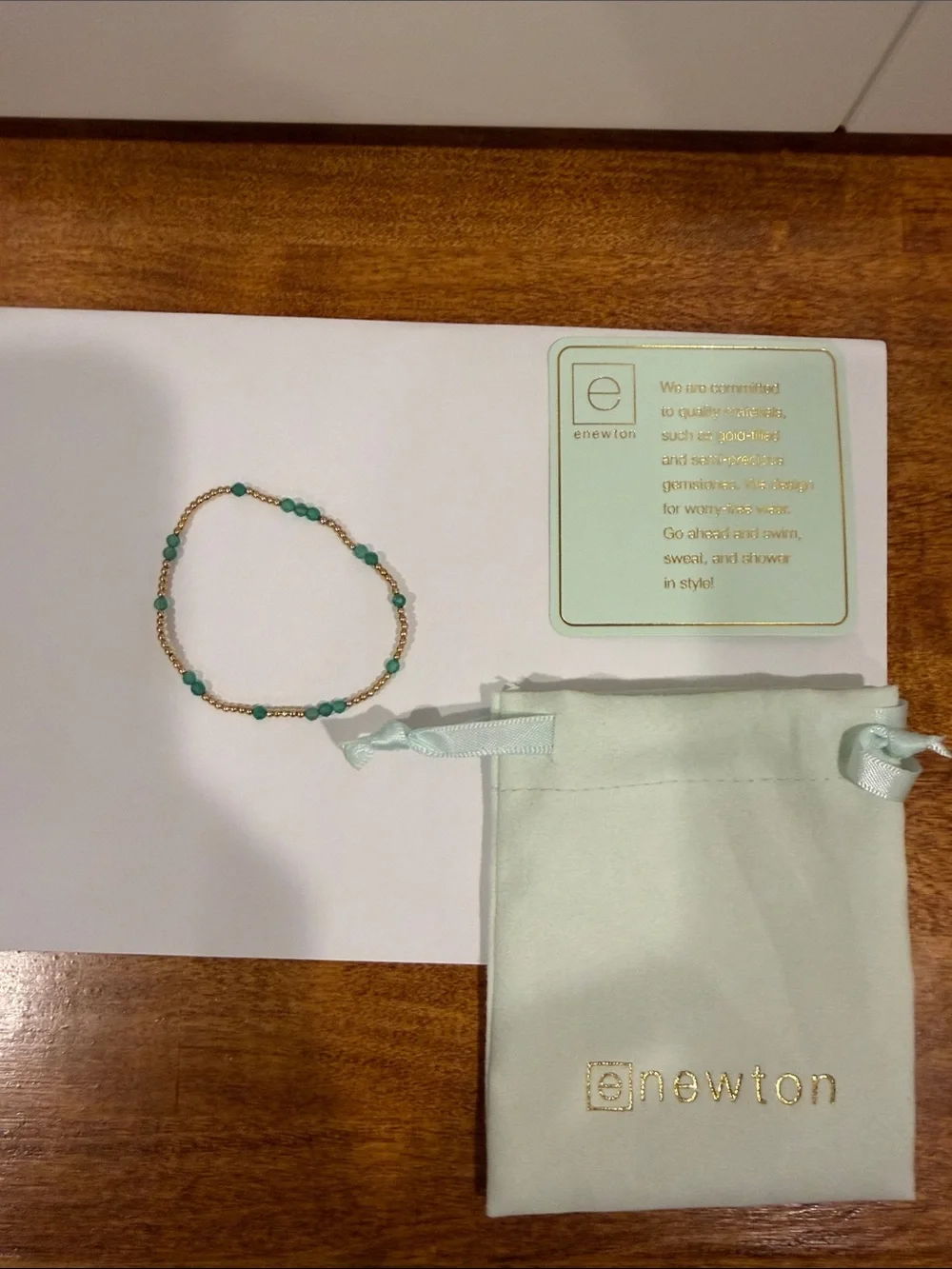 Enewton Green Onyx & Gold Filled Stretch Bracelet - Picture 2 of 3